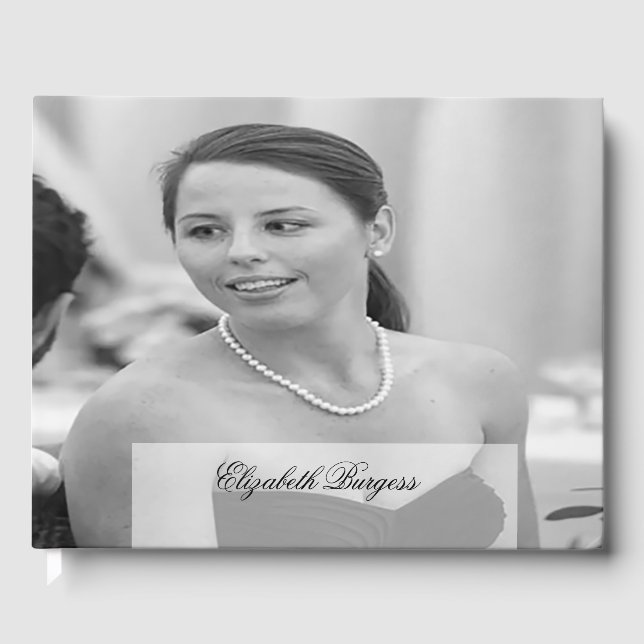 90th Birthday Elegant Personal  Monogram Birthday Guest Book (Front)