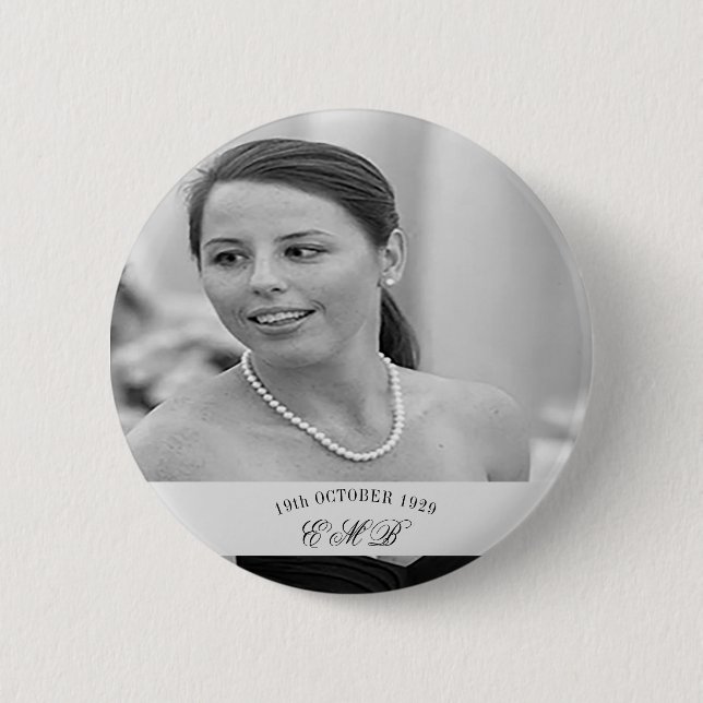 90th Birthday Elegant Photo Monogram Birthday 6 Cm Round Badge (Front)