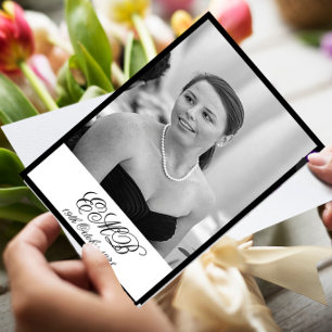 90th Birthday Elegant Photo Monogram Birthday Invitation