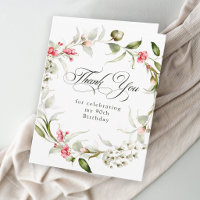 90th Birthday Elegant Pink Floral Thank You