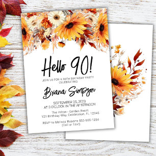 90th Birthday Fall Floral Invitation