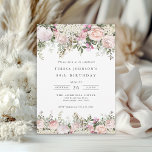 90th Birthday Feminine Pink Roses Floral  Invitation<br><div class="desc">A beautifully feminine party invitation to celebrate a 90th birthday in elegant style, this irresistible floral design is bordered in charming pink roses, mixed flowers and trailing greenery All of the text may be personalised for your party, including the guest of honour's age. This invitation is available as a printed...</div>