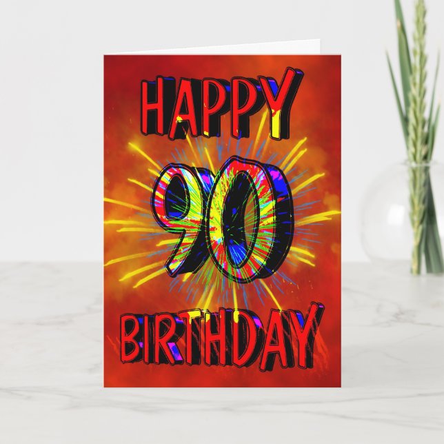 90th Birthday Fireworks Card (Front)