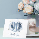 90th Birthday Floral Number Coastal Blue Thank You Card<br><div class="desc">90th birthday party thank you card with fully editable wording inside to personalise as you wish. Design features number 90 decorated with rose buds, flower blooms and foliage in shades of coastal blue and sand. Subtle feminine and elegant design with watercolor floral arrangements, paint splatters and brush strokes. Perfect for...</div>