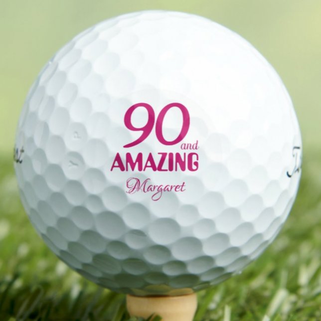 90th Birthday for Grandma - Amazing Pink 90 Years Golf Balls (Creator Uploaded)