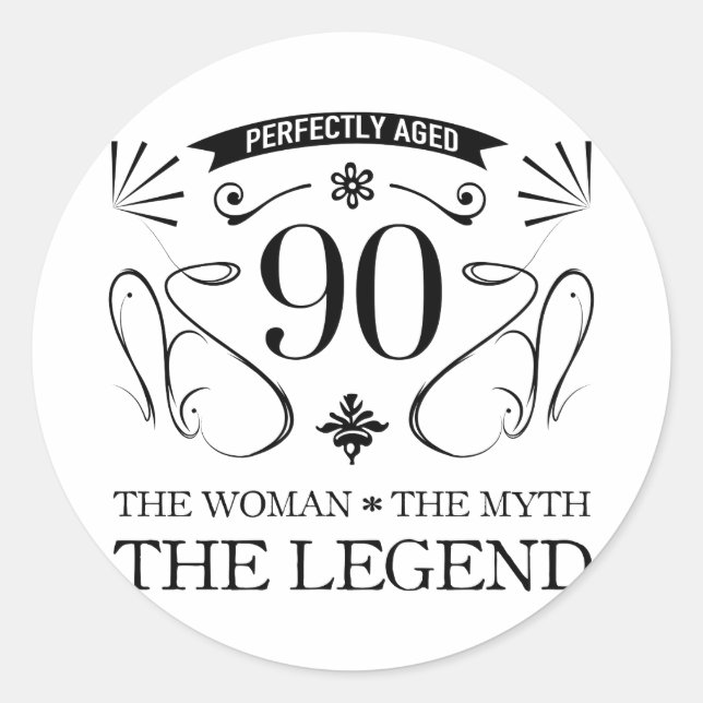 90th Birthday For Women Classic Round Sticker (Front)