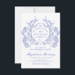 90th Birthday French Vintage Blue Floral Crest Invitation<br><div class="desc">An elegant French vintage blue floral crest takes centre stage on this timeless birthday invitation. Ornate,  formal and very feminine will make any birthday lady feel very special. Coordinating party supplies are available.</div>