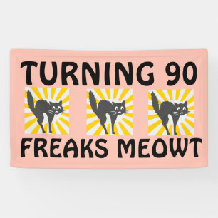 90TH BIRTHDAY FUNNY CAT BANNER
