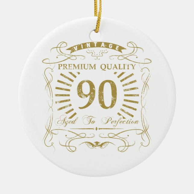 90th Birthday Gag Gift Ceramic Tree Decoration (Front)