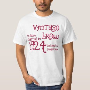 90th Birthday Gift 1924 Vintage Brew Red White T-Shirt