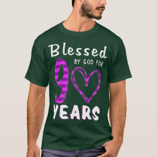 90th Birthday Gifts Blessed by God for 90 Years Ol T-Shirt