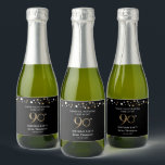 90th birthday Gold black theme confetti thank you Sparkling Wine Label<br><div class="desc">Pop the bubbly and thank your guests for coming. Use these labels for your sparkling wine at your birthday party. An elegant black and printed gold design for your 90th birthday milestone celebration. Personalise with your name and greeting. Black gold print confetti dot design adds to the sophisticated look.</div>