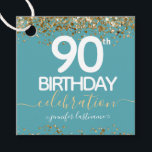 90th Birthday Gold Elegant Script Favour Tags<br><div class="desc">Lovely faux foil border with shimmering confetti highlights on the top and bottom border. All text is adjustable and easy to change for your own party needs. Great elegant 90th birthday template design.</div>