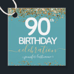 90th Birthday Gold Elegant Script Favour Tags<br><div class="desc">Lovely faux foil border with shimmering confetti highlights on the top and bottom border. All text is adjustable and easy to change for your own party needs. Great elegant 90th birthday template design.</div>