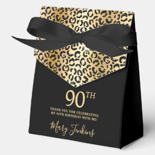 90th Birthday Gold Leopard Print Thank You Favour Box