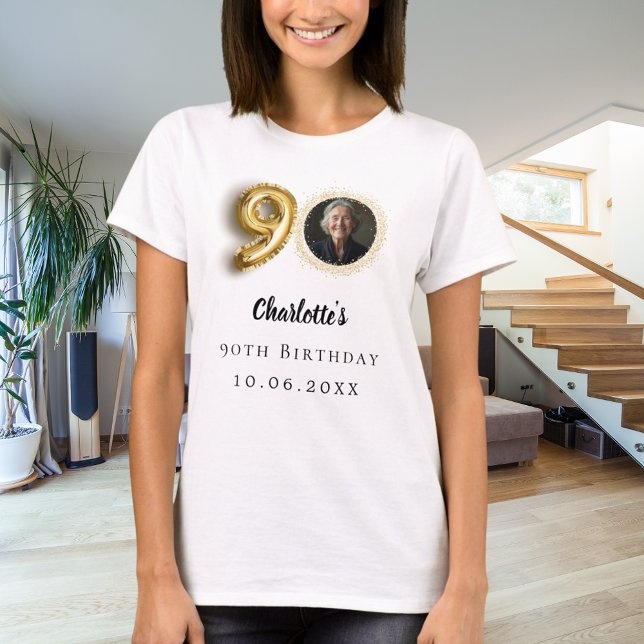 90th birthday gold photo T-Shirt (Creator Uploaded)