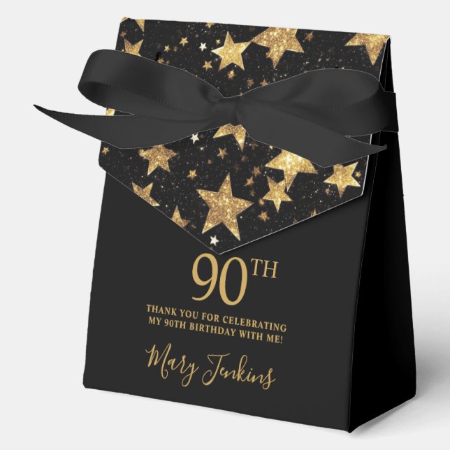 90th Birthday Gold Stars Thank You  Favour Box (Front)