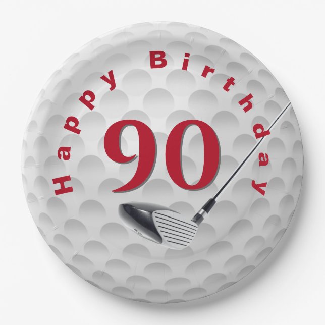90th Birthday Golf Ball Design Paper Plate (Front)