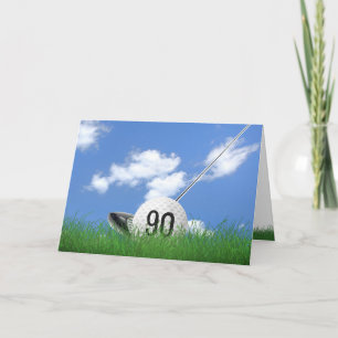90th birthday golf ball in grass card