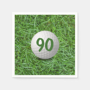 90th Birthday Golf Ball on Grass  Napkins