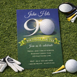 90th Birthday Golf Theme  Invitation