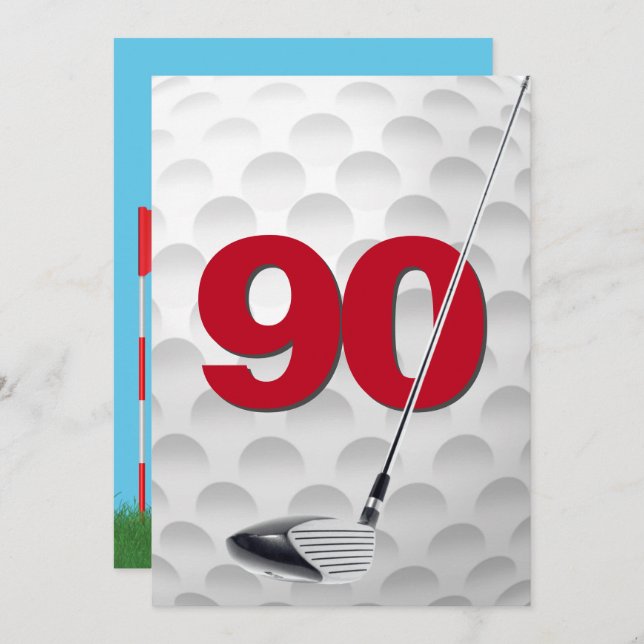 90th Birthday Golf Theme Party Invitation (Front/Back)