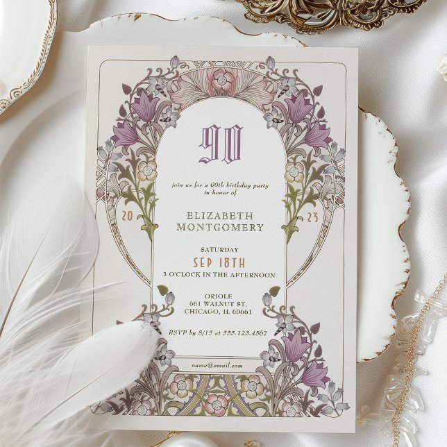 90th Birthday Invitation Art Nouveau W. Morris (Creator Uploaded)