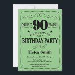90th Birthday Invitation Black and Green<br><div class="desc">90th Birthday Invitation Black and Green Typography. Black and Green Background. Adult Birthday. Male Men or Women Birthday. Kids Boy or Girl Lady Teen Teenage Bday Invite. 13th 15th 16th 18th 20th 21st 30th 40th 50th 60th 70th 80th 90th 100th. Any Age. For further customisation, please click the "Customise it"...</div>