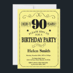 90th Birthday Invitation Black and Yellow<br><div class="desc">90th Birthday Invitation Black and Yellow Typography. Black and Teal Aqua Turquoise Background. Adult Birthday. Male Men or Women Birthday. Kids Boy or Girl Lady Teen Teenage Bday Invite. 13th 15th 16th 18th 20th 21st 30th 40th 50th 60th 70th 80th 90th 100th. Any Age. For further customisation, please click the...</div>