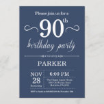 90th Birthday Invitation Blue<br><div class="desc">90th Birthday Invitation with Blue Background. Adult Birthday. Men or Women Bday Invite. 13th 15th 16th 18th 20th 21st 30th 40th 50th 60th 70th 80th 90th 100th,  Any age. For further customisation,  please click the "Customise it" button and use our design tool to modify this template.</div>