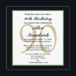 90th Birthday Invitation - Green Border<br><div class="desc">This classy formal design features a black border with a thin green border, as well as a watermark in the background for the age. If you like the style of this invite but need a different colour scheme please message me. To change the font style, size or colour, click on...</div>