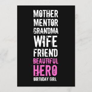 90th Birthday Invitation - Mum Beautiful Hero