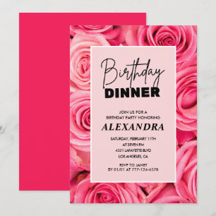 90th birthday invitations Birthday dinner Floral 
