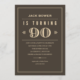 90th Birthday Invitations for Men
