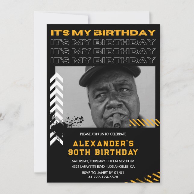 90th birthday invitations Men Photo Spray paint (Front)