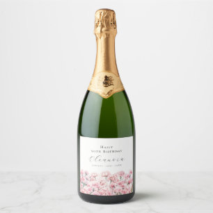 90th Birthday January Birth Flower Carnation Sparkling Wine Label