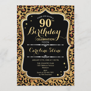 90th Birthday - Leopard Print Invitation