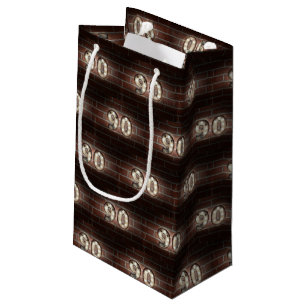 90th birthday-marque lights on brick small gift bag