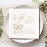 90th Birthday Martini Cheers Ninety Personalised Foil Napkins<br><div class="desc">90th Birthday Martini Cheers Ninety Ninetieth Birthday Personalised Name Real Foil Stamped Paper Napkins features the text "Cheers 90" with your personalised name and custom text such as "Happy Birthday" in modern calligraphy script typography and accented with a martini glass accented with a bow and olives. Perfect for ninetieth birthday...</div>