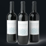90th Birthday Minimalist Blue Snowflake Custom Wine Label<br><div class="desc">Very elegant blue watercolor snowflakes create a pretty border along the bottom of this birthday custom napkin. Modern and minimalist design has an open and airy feel. The contemporary aesthetic will appeal to people of all ages.</div>