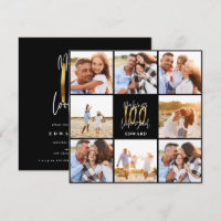 90th birthday modern black and gold photo collage
