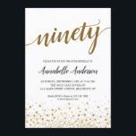 90th Birthday Modern Gold Confetti Dots Script Invitation<br><div class="desc">Modern Gold Confetti Dots Script 90th Birthday Invitation
The design features 'ninety' in a modern elegant script and gold confetti dots accent.
If you would like to customise the text 'ninety' to another age,  feel free to email us at panggadesigns@gmail.com.</div>