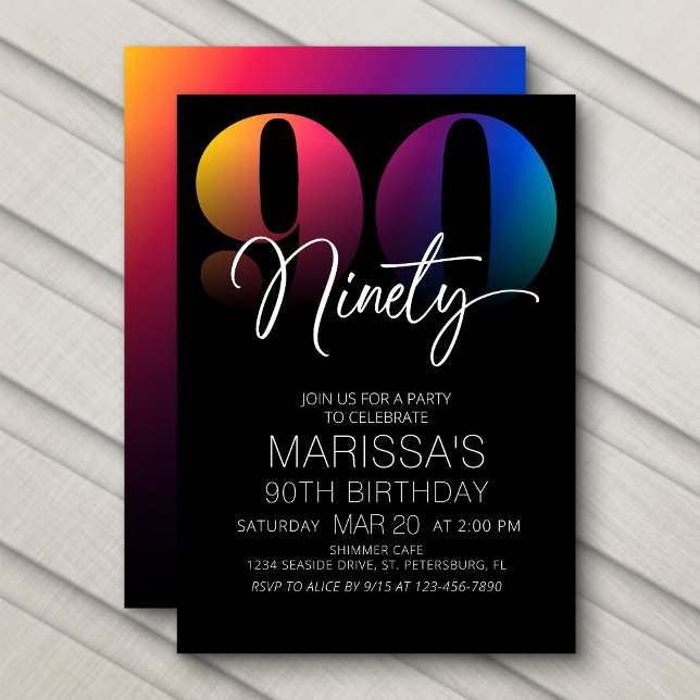 90th Birthday Modern Invitation (Creator Uploaded)