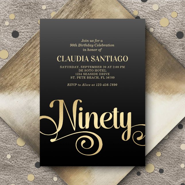 90th Birthday Modern Script Invitation (Creator Uploaded)