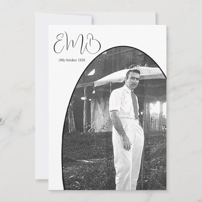 90th Birthday Monogram Male Photo Stylish Birthday Invitation (Front)