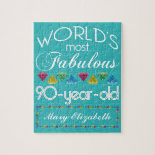 90th Birthday Most Fabulous Colourful Gem Jigsaw Puzzle