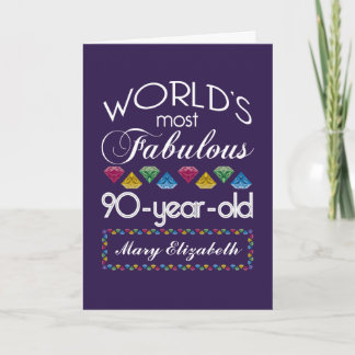90th Birthday Most Fabulous Colourful Gems Purple Card