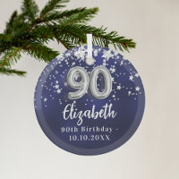 90th birthday navy blue silver stars