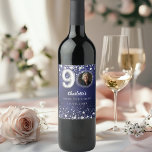 90th birthday navy blue silver stars photo wine label<br><div class="desc">90th Birthday Navy Blue & Silver Stars Custom Photo Wine Label Celebrate 90 in sparkling style! This elegant uneven coloured navy blue wine label with silver stars is the perfect personalised touch for your milestone celebration. Featuring space for your custom photo, name, and party details, it turns any bottle into...</div>