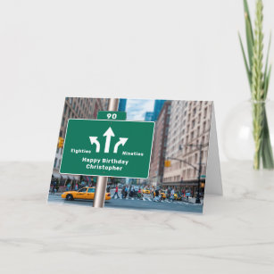 90th Birthday New York Street Sign Add Your Name Card